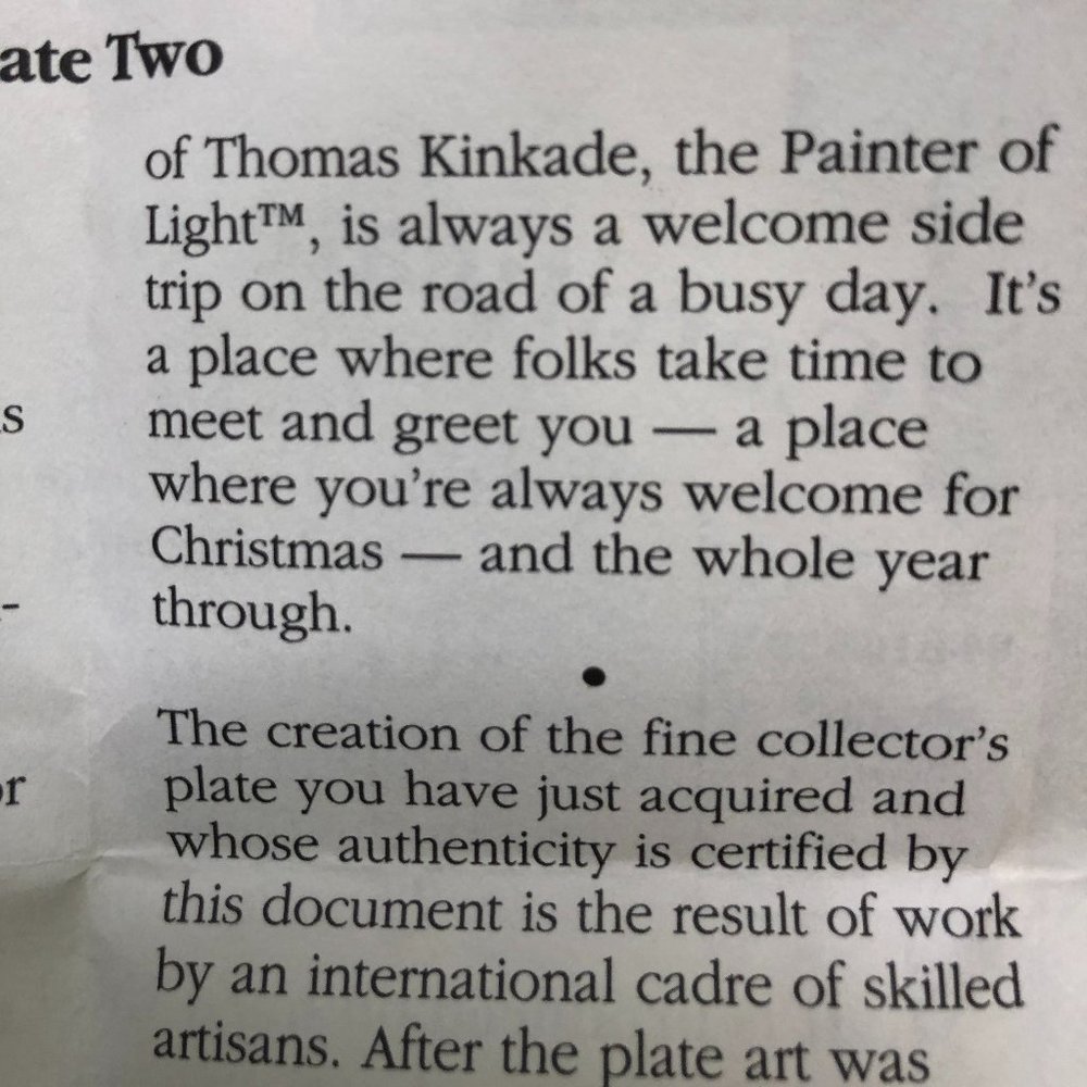 THOMAS KINKADE "A CHRISTMAS WELCOME GATHER AT OUR HOME1997 PLATE & CERT.IFICATE - Picture 8 of 16